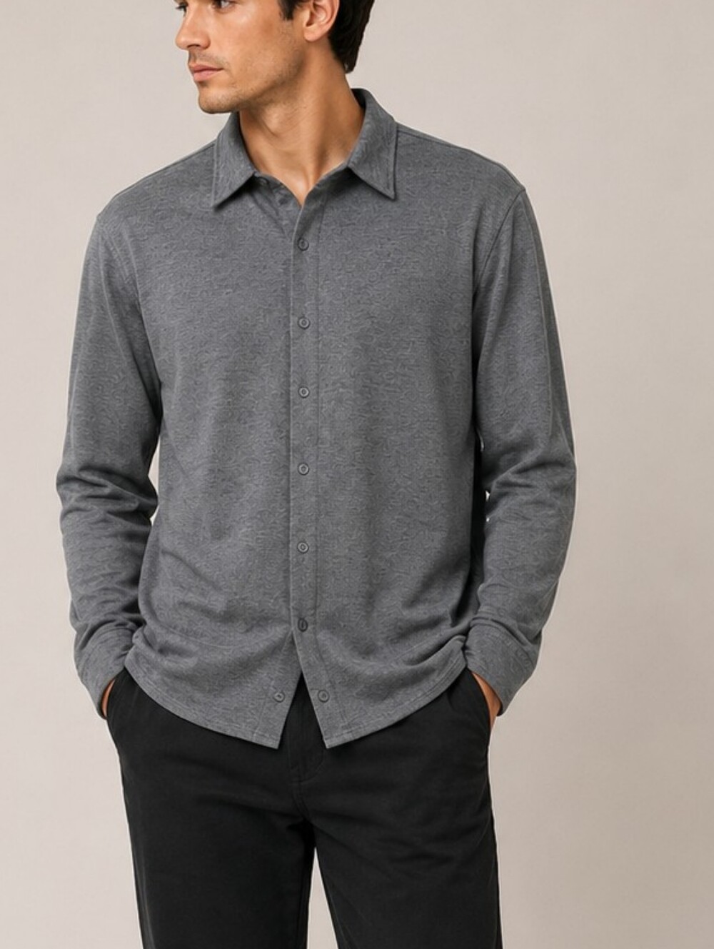 The Commons Men's Grey Button-Up Long Sleeve Shirt - NWT